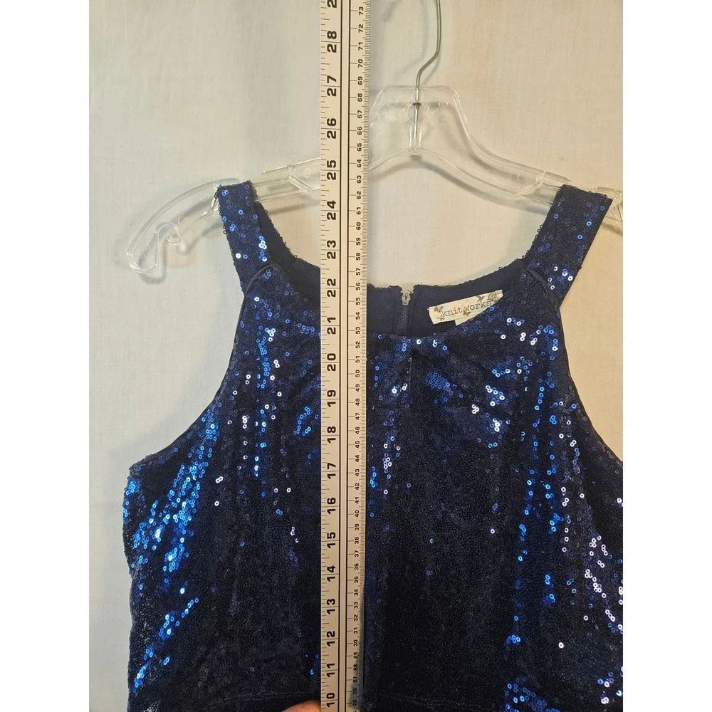 Knit Works Girls Blue Sequin Black Velvet Wide Leg Jumpsuit Size 14 7974273